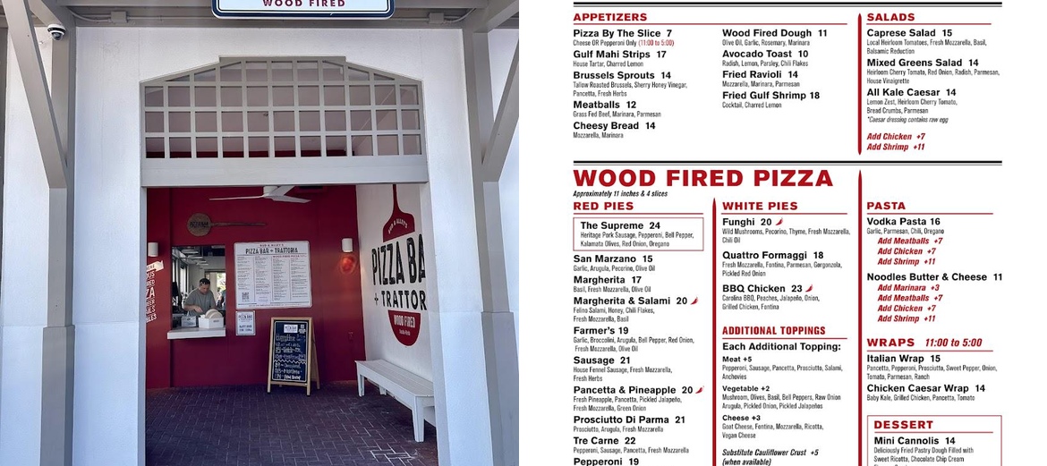 Bud & Alley's Pizza Bar + Trattoria Menu